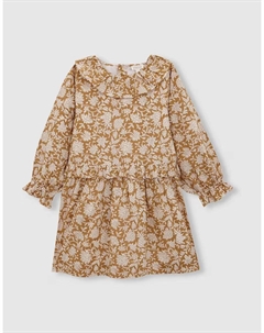 Платье для девочки с принтом и оборками, горчичный Gocco