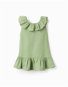 Платье для девочки с оборками и пуговицами, светло-зеленый Zippy