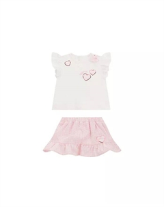 Футболка и юбка с короткими рукавами для маленьких девочек, белый Guess