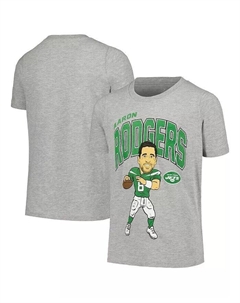Футболка с карикатурой на Big Boys Aaron Rodgers Heather Gray New York Jets Outerstuff