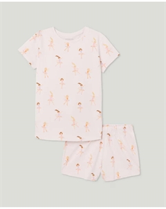 Короткая пижама для девочек с принтом по всей поверхности, розовый Cotton juice