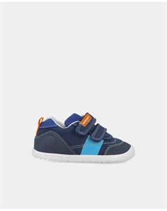 Детские парусиновые туфли с двойной застежкой-липучкой, изготовленные из экологичных и минималистичных материалов, синий Biomecanics