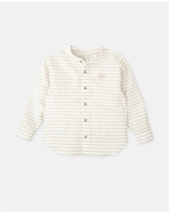 Полосатая рубашка для мальчика с длинными рукавами и воротником Мао, белый Tutto piccolo