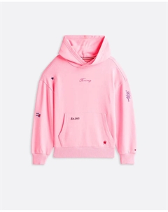 Толстовка для девочки с капюшоном и вышитыми логотипами, розовый Tommy hilfiger