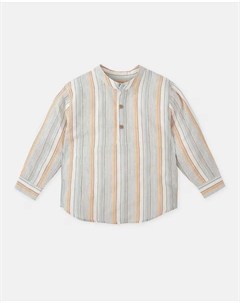 Полосатая рубашка для мальчика с длинными рукавами и воротником Мао, мультиколор Tutto piccolo