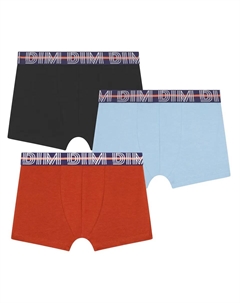 Упаковка из 3 однотонных боксеров для мальчиков с логотипом на поясе, мультиколор Dim