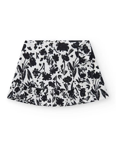 Юбка для девочки двухцветная с цветочным принтом и оборкой, белый Tuc tuc