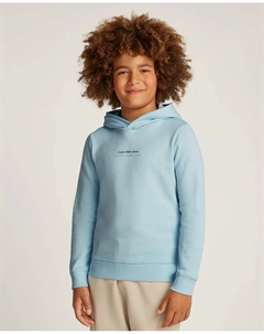 Толстовка с капюшоном для мальчиков с логотипом на спине, светло-голубой Calvin klein