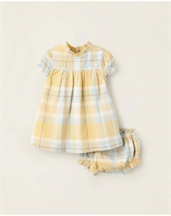 Платье в клетку для девочки с подходящими трусиками, желтый Zippy