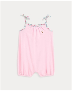 Хлопковый комбинезон для девочки с вышитой лошадью, розовый Polo ralph lauren