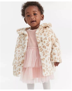 Пальто из искусственного меха с леопардовым принтом для маленьких девочек, боди из велюрового тюля и плотные колготки, золотой First impressions