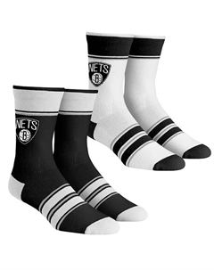 Носки для мальчиков и девочек Brooklyn Nets Multi-Stripe, комплект из 2 пар носков Team Crew Rock 'em