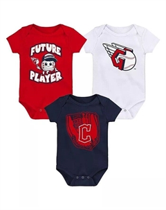 Комплект из трех боди для новорожденных и младенцев, мальчиков и девочек, красного, синего и белого цвета, игрок младшей лиги Cleveland Guardians Outerstuff