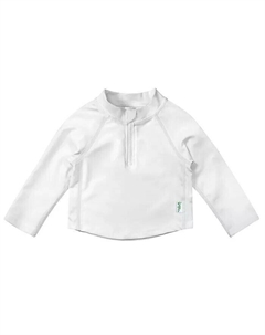 Рубашка из рашгарда на молнии с длинными рукавами для маленьких мальчиков и девочек, белый Green sprouts