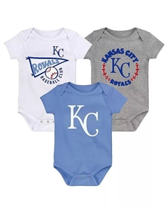 Комплект из 3 боди для новорожденных и младенцев, мальчиков и девочек, светло-голубой, белый, серо-лиловый, Kansas City Royals Biggest Little Fan Outerstuff