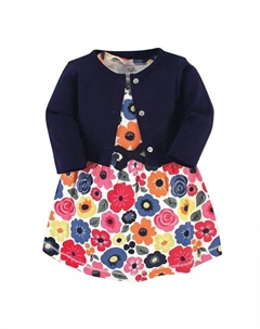 Комплект из 2 предметов платья и кардигана из органического хлопка для девочек-подростков, яркий цветок, желтый Touched by nature