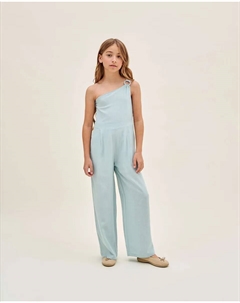 Длинный комбинезон для девочки небесно-голубого цвета с асимметричным плечом, синий Dadati