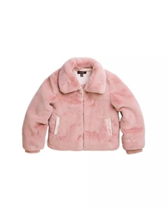 Пальто из пудрового искусственного меха Big Girls Gary FW23, розовый Imoga collection