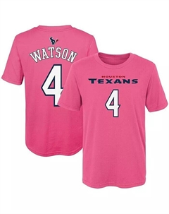 Розовая футболка с именем и номером игрока Deshaun Texans для девочек дошкольного возраста Deshaun Watson, розовый Outerstuff