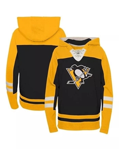 Черный пуловер с капюшоном и треугольным вырезом на шнуровке Pittsburgh Penguins Ageless Revisited для мальчиков и девочек дошкольного возраста, черный Outerstuff