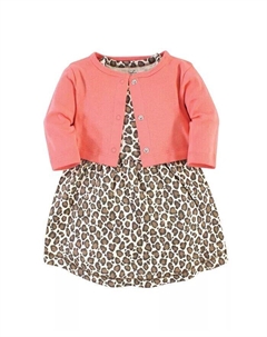 Комплект из 2 предметов платья и кардигана из органического хлопка для маленьких девочек, леопардовый, мультиколор Touched by nature