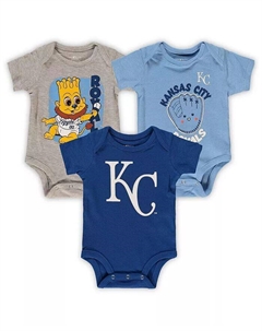 Комплект из 3-х сменных боди Kansas City Royals для мальчиков и девочек, светло-голубой, меланжевый серый Outerstuff