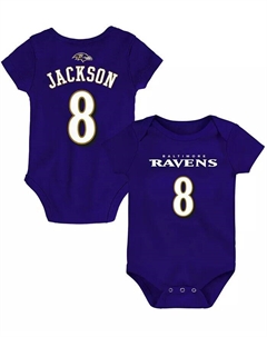 Младенец Ламар Джексон Фиолетовый Балтимор Рэйвенс Основной номер Имя Боди Outerstuff