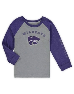 Футболка с длинным рукавом и регланами для мальчиков и девочек серого цвета с надписью Kansas State Wildcats Colosseum