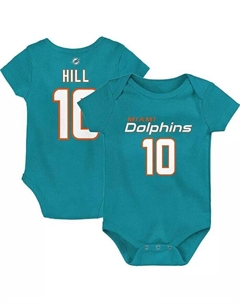 Новорожденные и младенцы ВМС мальчики и девочки Tyreek Hill Aqua Miami Dolphins Основной игрок Имя и номер Боди Outerstuff