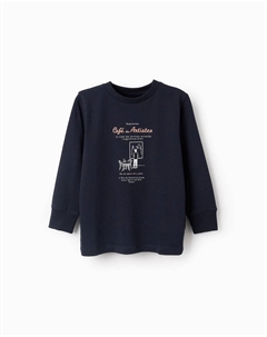 Футболка для мальчика из 100% хлопка с длинными рукавами, темно-синий Zippy