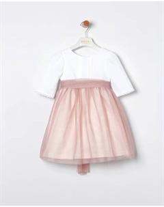 Платье для девочки с юбкой из тюля и поясом, цвет Maquillaje Coco acqua