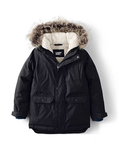 Водонепроницаемая зимняя пуховая парка для девочек Expedition, черный Lands' end