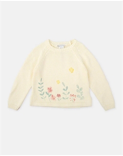 Вязаный свитер для девочки с цветами, белый Tutto piccolo