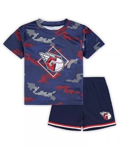 Футболка и шорты для полевого мяча Fanatics Navy Cleveland Guardians для мальчиков и девочек Outerstuff