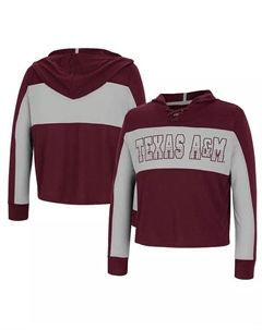 Футболка с капюшоном Big Girls Maroon Texas A&M Aggies Galooks на шнуровке с длинным рукавом Colosseum