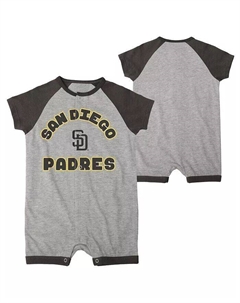 Комбинезон-реглан на кнопках для новорожденных и младенцев, мальчиков и девочек, серый, цвета «Хизер Сан-Диего Падрес» Extra Base Hit Outerstuff