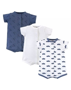 Комбинезоны из органического хлопка для маленьких девочек, 3 шт., Цветы, синий Touched by nature