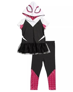 Футболка и леггинсы для косплея для девочек «Мстители», «Человек-паук», «Паук-Гвен», «Капитан Америка», черный Marvel