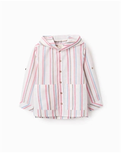 Рубашка для мальчика в полоску из 100% хлопка с капюшоном, розовый Zippy