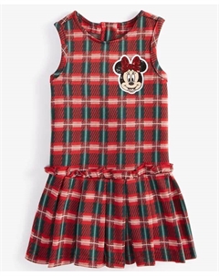Платье в клетку с Минни Маус для малышей и маленьких девочек, окрашенное в пряже, красный Disney