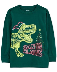 Футболка с длинными рукавами Little & Big Boys Santa Claws, зеленый Carter`s
