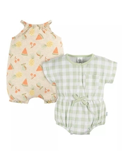 Комбинезон без рукавов и с короткими рукавами для маленьких девочек, комплект из 2 штук, розовый Gerber