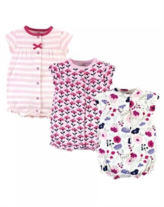 Комбинезоны из органического хлопка для маленьких девочек, 3 шт., Цветы, розовый Touched by nature