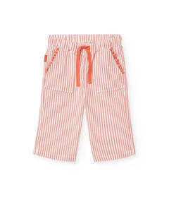 Брюки для девочек из хлопка с полосатым принтом, оранжевый Boboli