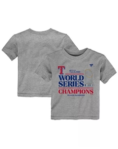 Футболка Heather Gray Texas Rangers 2023 World Series Champions для мальчиков и девочек в раздевалке Fanatics