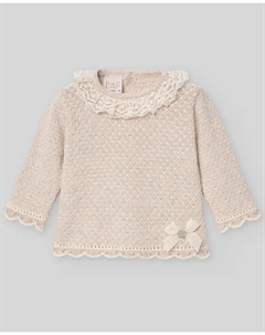 Комбинезон для девочки вязаный с кружевом Area PAZ Rodríguez, натуральный Paz rodriguez