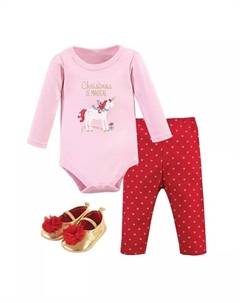 Боди для девочек из хлопка, штаны и обувь, комплект из 3 предметов, Волшебное Рождество Hudson baby