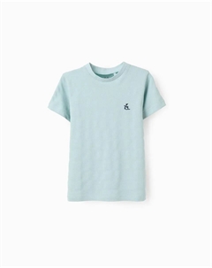 Футболка с короткими рукавами для мальчиков из фактурной ткани, светло-голубой Zippy