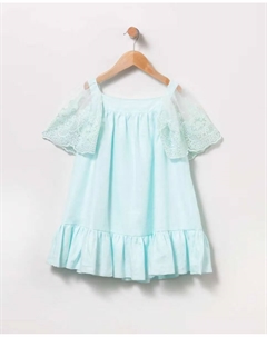Платье для девочки с кружевными рукавами в карибском зеленом цвете, бирюзовый Coco acqua