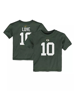 Футболка Jordan Love Green Green Bay Packers для мальчиков и девочек с именем и номером игрока Nike